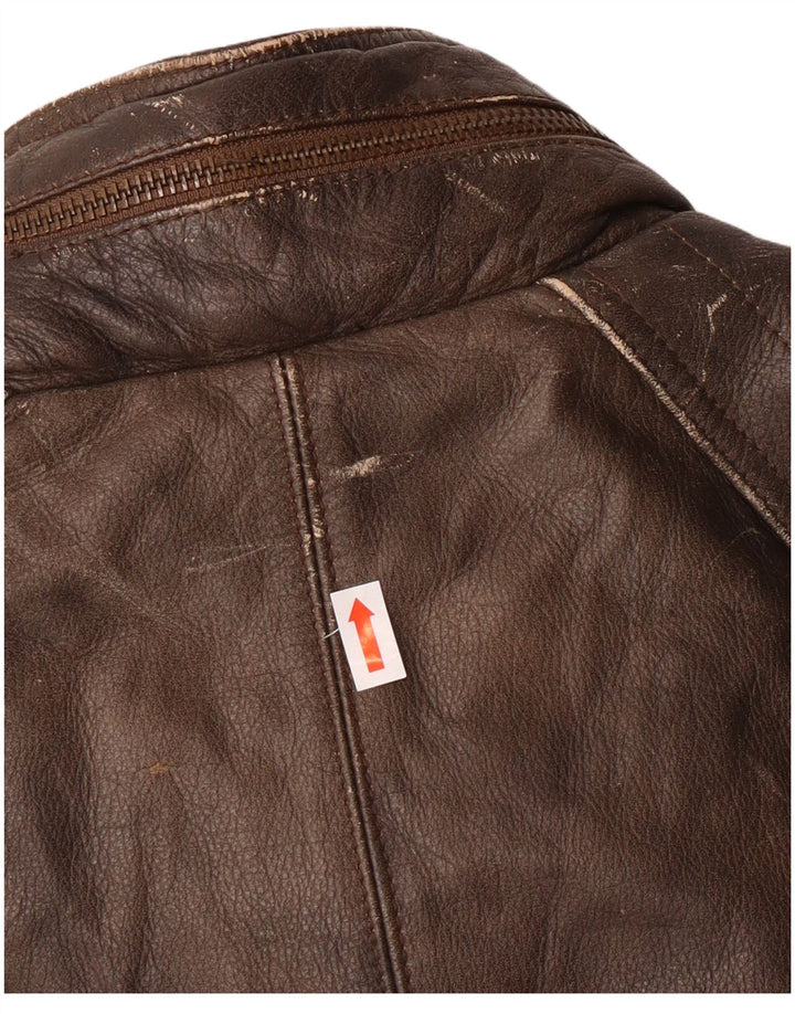 Harajuku Mother Mens Leather Jacket UK 40 Large Brown Leather