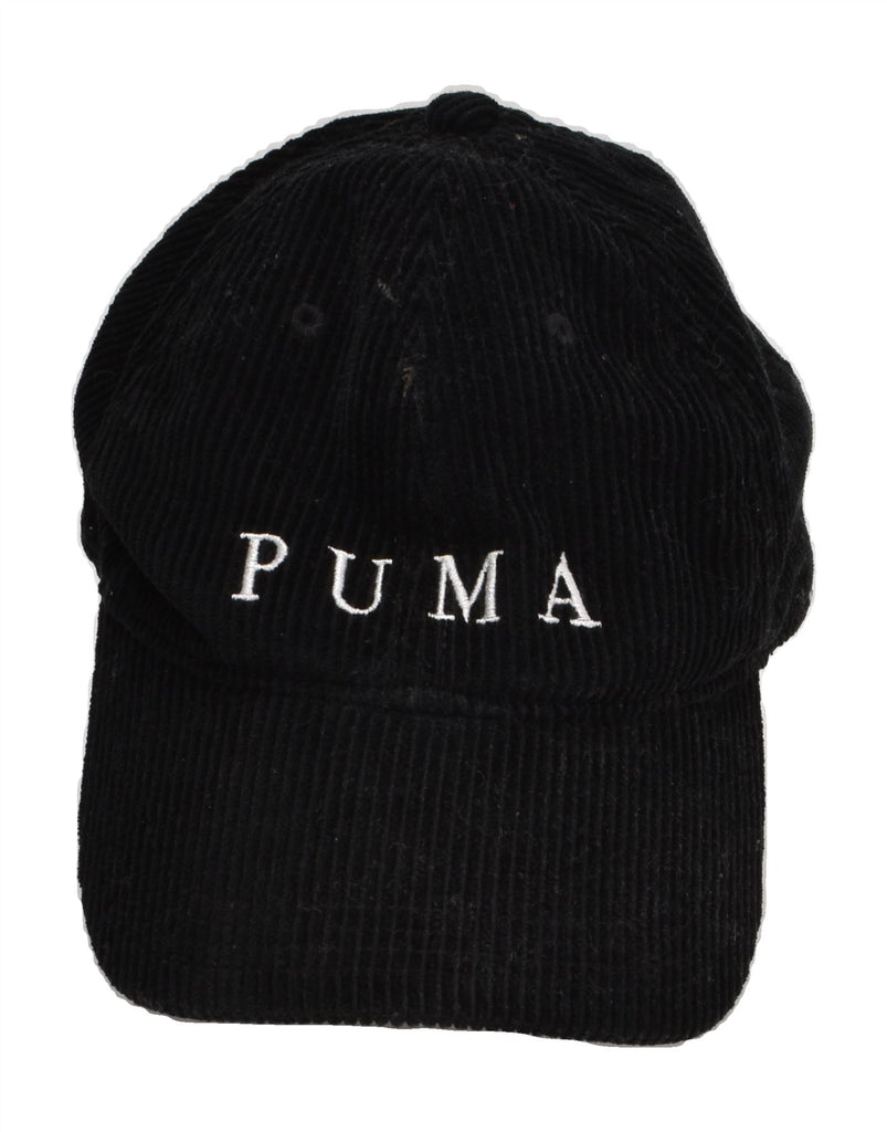 PUMA Mens Graphic Corduroy Baseball Cap One Size Black Cotton | Vintage Puma | Thrift | Second-Hand Puma | Used Clothing | Messina Hembry 