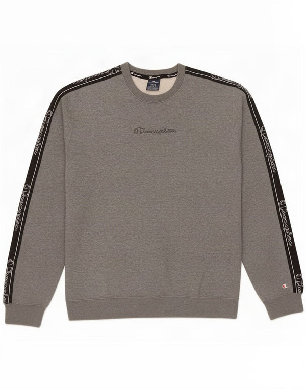 Champion Mens Graphic Sweatshirt Jumper Large Grey Colourblock Cotton