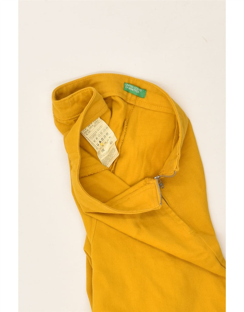 BENETTON Womens Wide Leg Casual Trousers UK 8 Small W25 L33 Yellow Cotton | Vintage Benetton | Thrift | Second-Hand Benetton | Used Clothing | Messina Hembry 