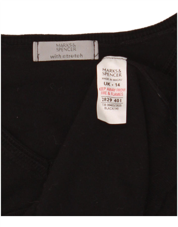 Marks & Spencer Womens Crop V-Neck Jumper Sweater UK 14 Medium Black