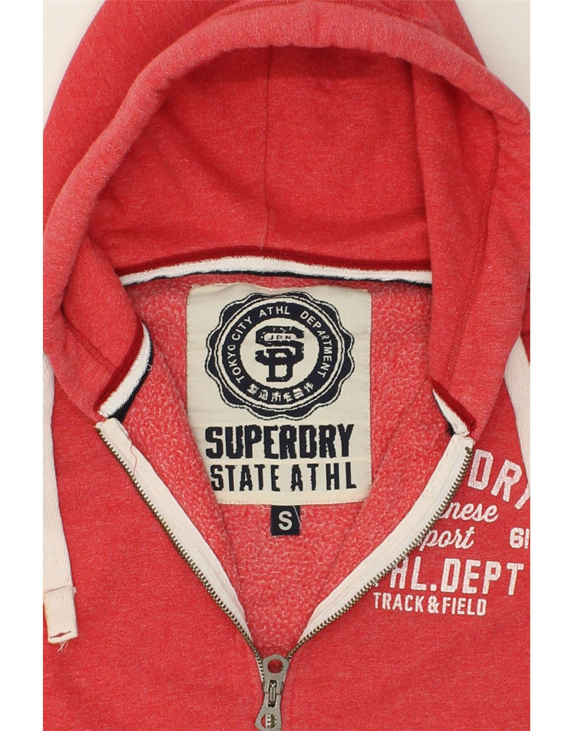 SUPERDRY Mens Graphic Zip Hoodie Sweater Small Red Cotton | Vintage Superdry | Thrift | Second-Hand Superdry | Used Clothing | Messina Hembry 