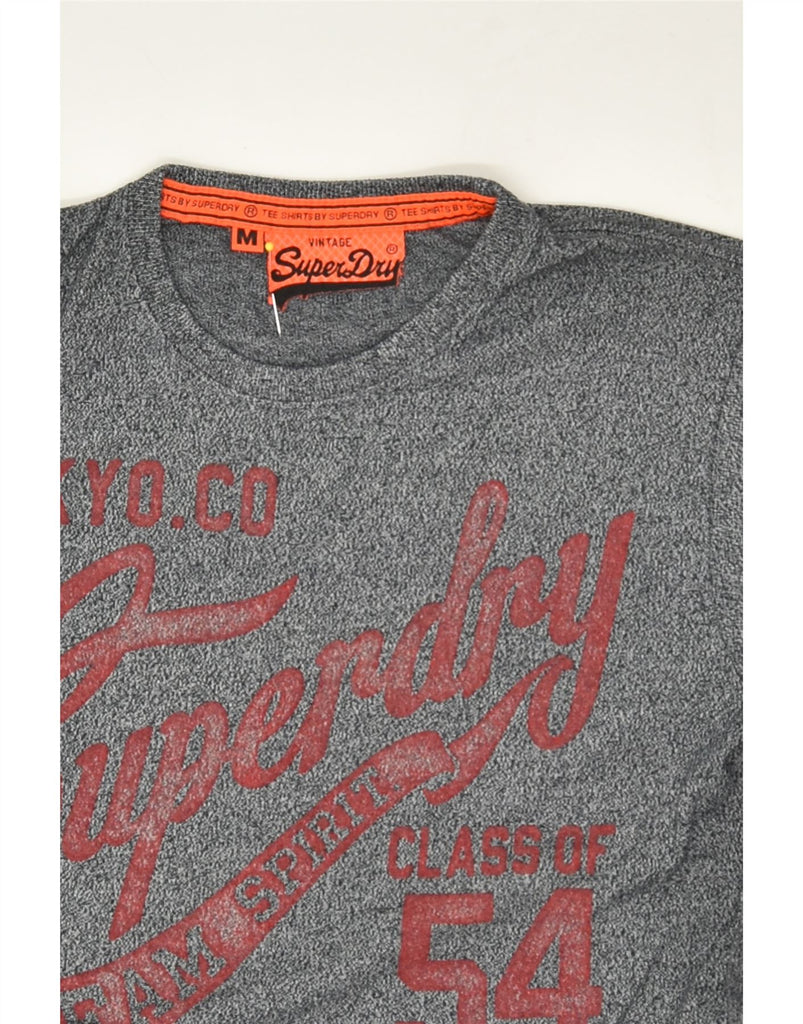 SUPERDRY Mens Graphic T-Shirt Top Medium Grey Flecked Cotton | Vintage Superdry | Thrift | Second-Hand Superdry | Used Clothing | Messina Hembry 