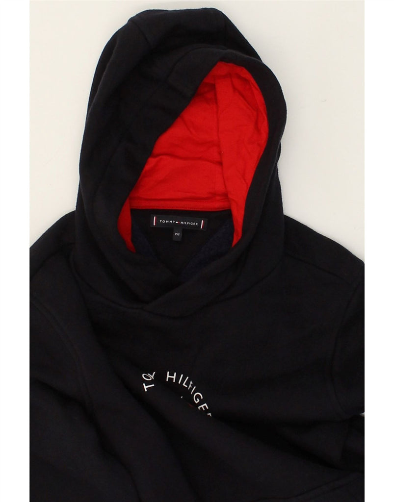 TOMMY HILFIGER Boys Graphic Hoodie Jumper 11-12 Years Black Cotton | Vintage Tommy Hilfiger | Thrift | Second-Hand Tommy Hilfiger | Used Clothing | Messina Hembry 