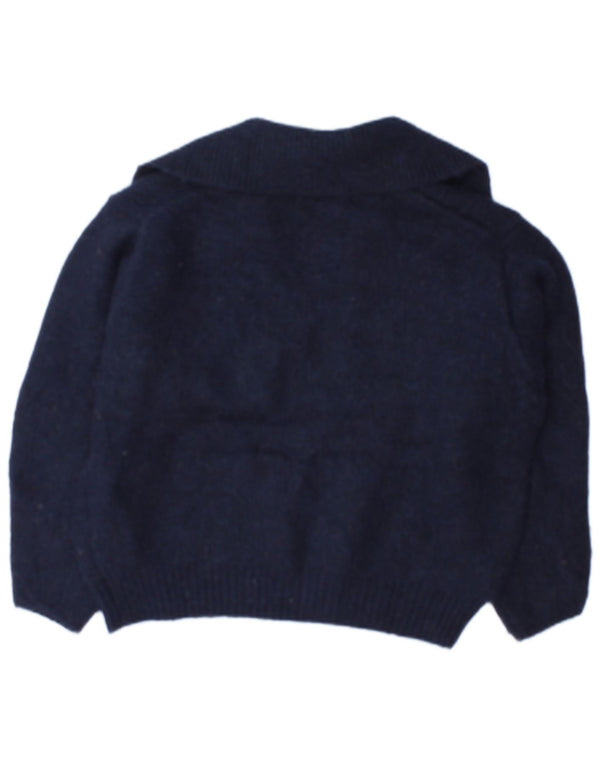 Zara Womens Polo Neck Jumper Sweater UK 16 Large Navy Blue Polyester