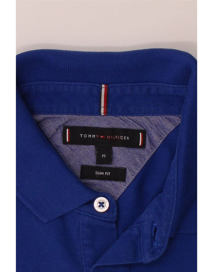 TOMMY HILFIGER Mens Slim Fit Polo Shirt Medium Blue Cotton