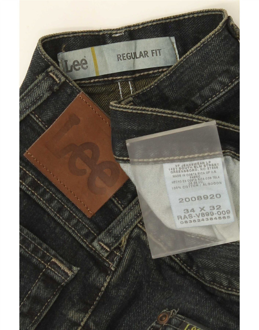 Lee Mens Regular Fit Straight Jeans W34 L32 Navy Blue Cotton