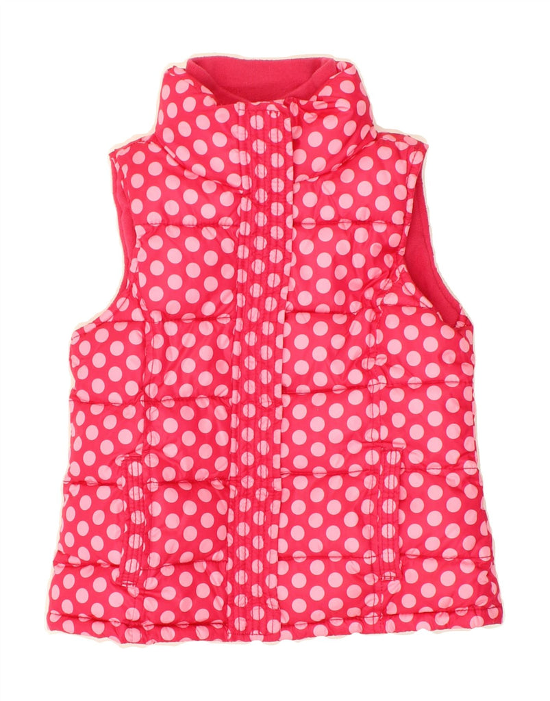 GAP Girls Padded Gilet 6-7 Years Small Pink Polka Dot Polyester Vintage Gap and Second-Hand Gap from Messina Hembry 