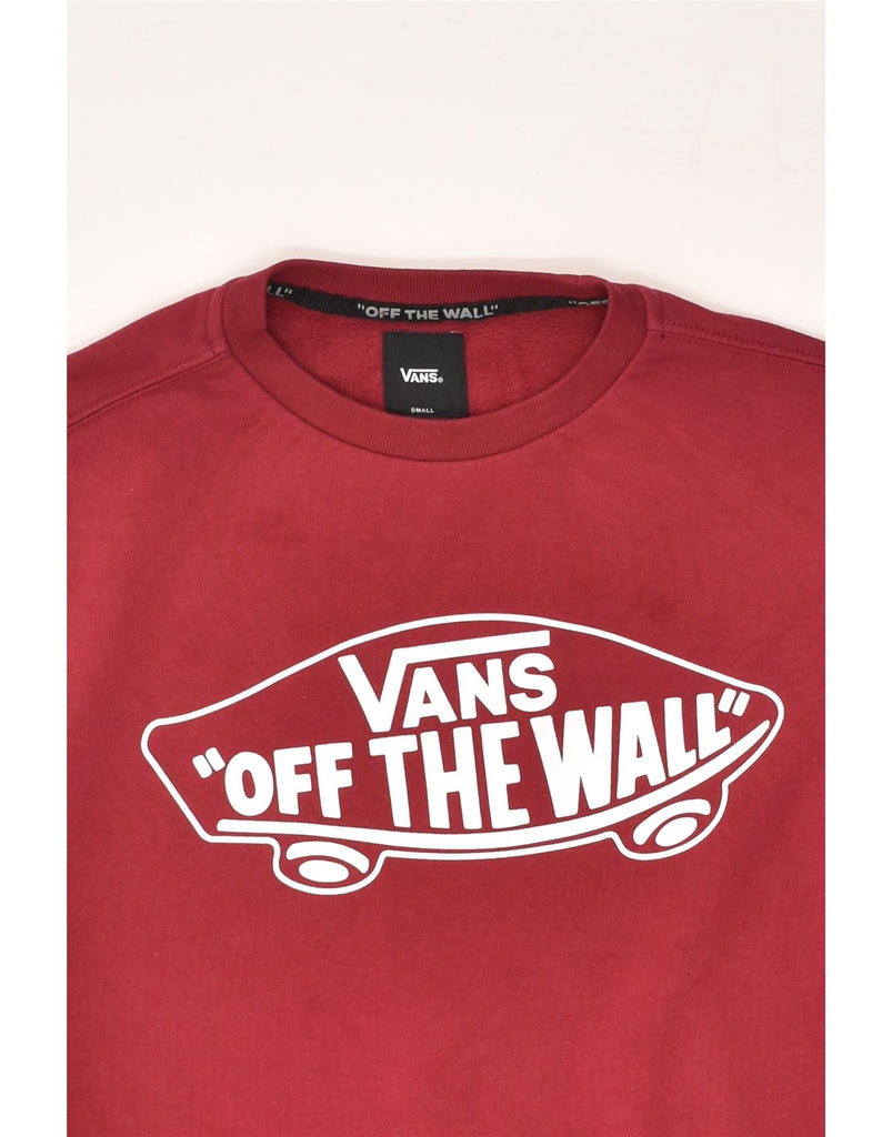 VANS Womens Graphic Sweatshirt Jumper UK 10 Small Burgundy Cotton | Vintage Vans | Thrift | Second-Hand Vans | Used Clothing | Messina Hembry 