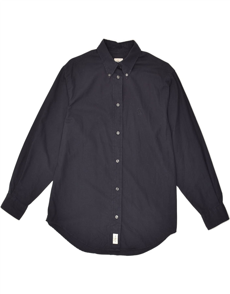 CALVIN KLEIN Mens Shirt Medium Navy Blue Cotton | Vintage Calvin Klein | Thrift | Second-Hand Calvin Klein | Used Clothing | Messina Hembry 