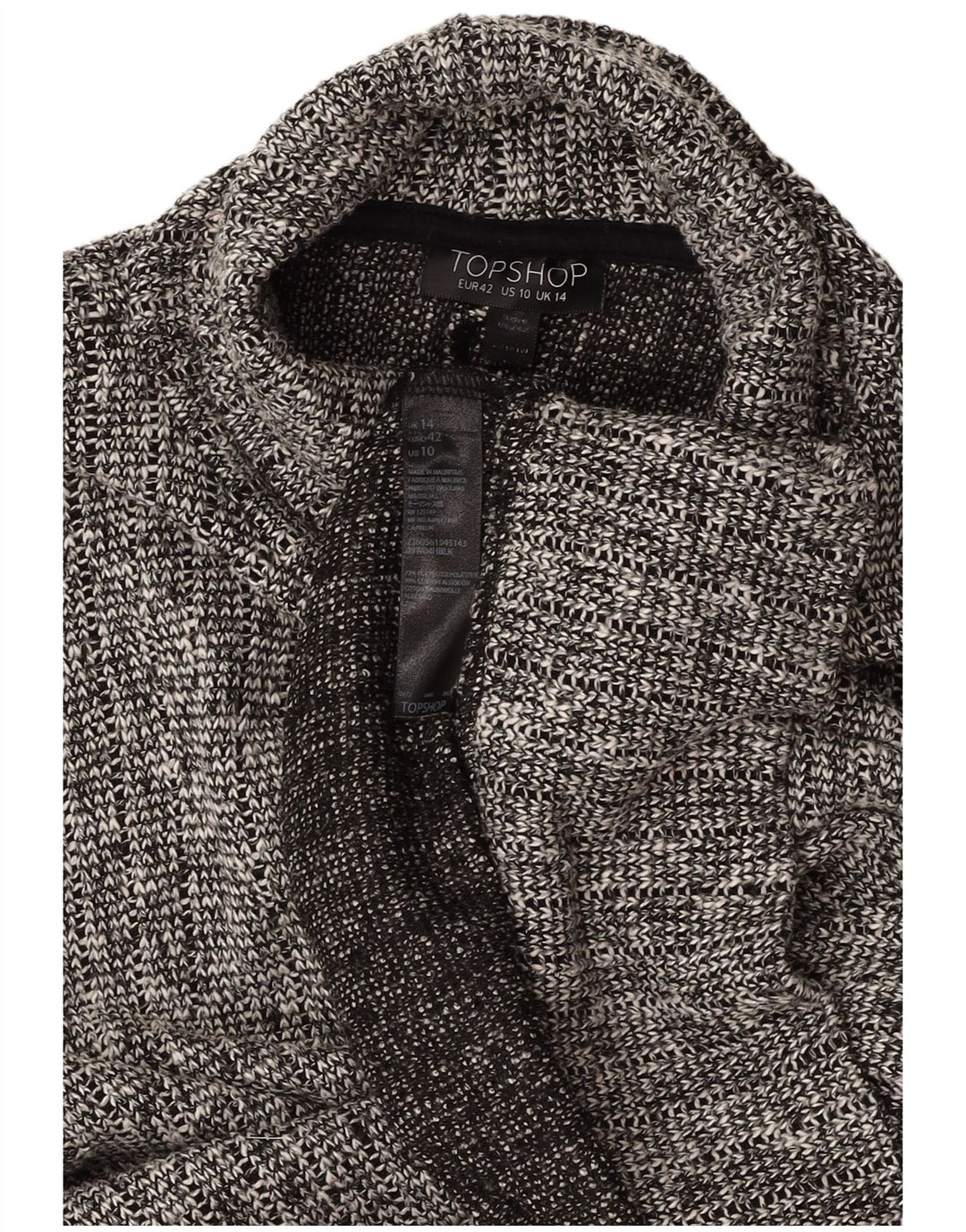 TOPSHOP Womens Oversized Roll Neck Jumper Sweater UK 14 Large Grey Flecked