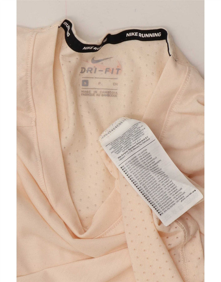 Nike Womens Dri Fit Graphic Top Long Sleeve UK 10 Small White Polyester