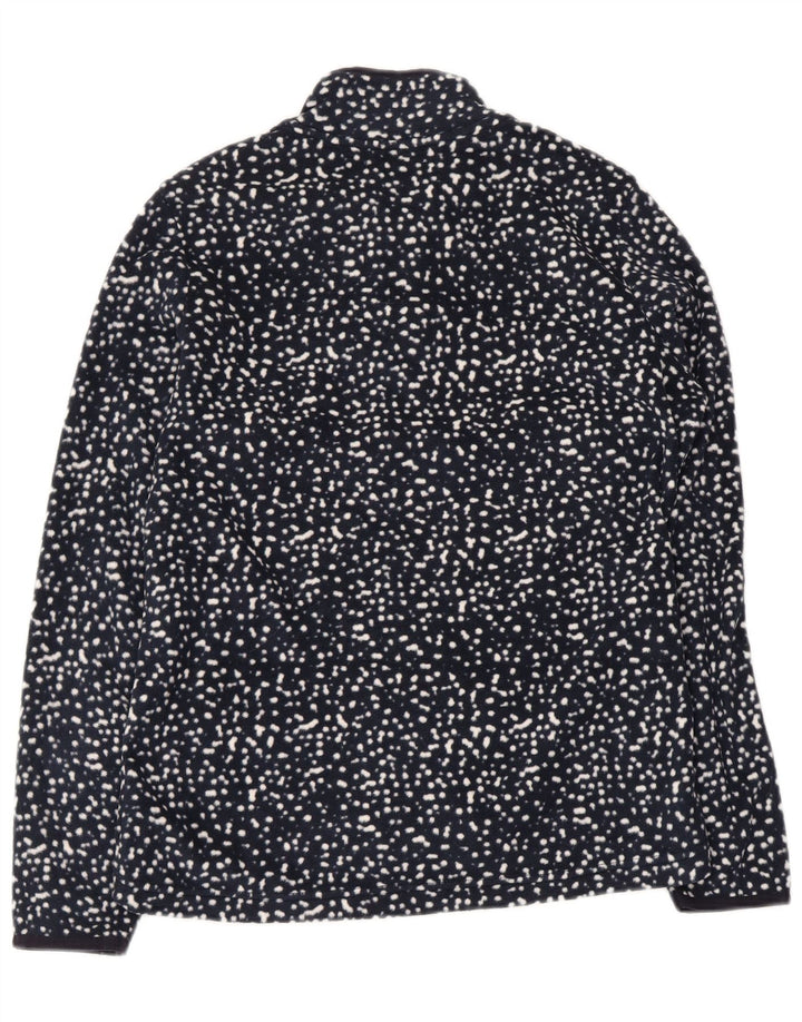 Marks & Spencer Womens Fleece Jacket UK 12 Medium Navy Blue Spotted