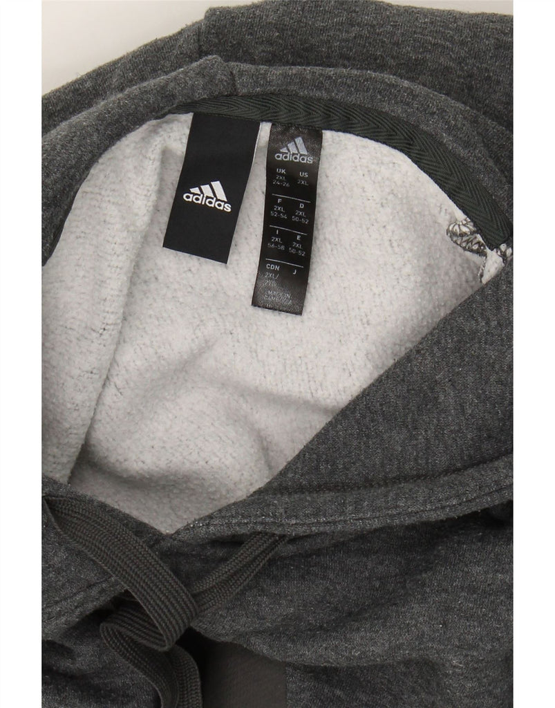 ADIDAS Womens Graphic Hoodie Jumper UK 24/26 2XL Grey Cotton Vintage Adidas and Second-Hand Adidas from Messina Hembry 