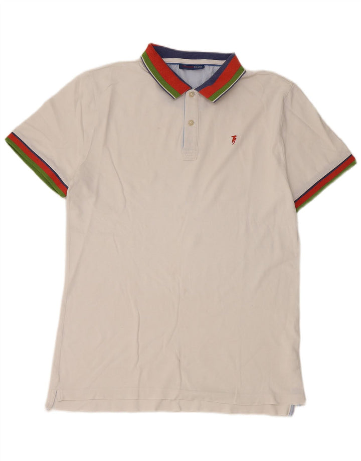 Trussardi Jeans Mens Polo Shirt Small White Colourblock