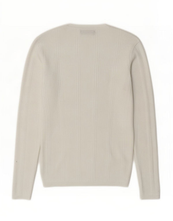 Marks & Spencer Womens V-Neck Jumper Sweater UK 10 Small White Viscose