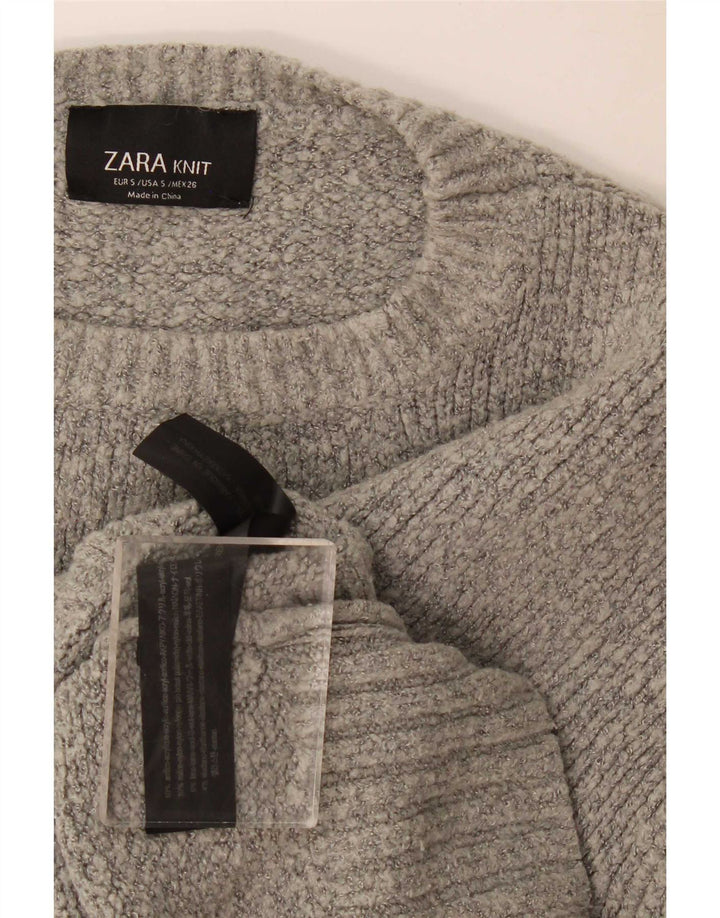 Zara Womens Oversized Crew Neck Jumper Sweater UK 10 Small Grey Flecked