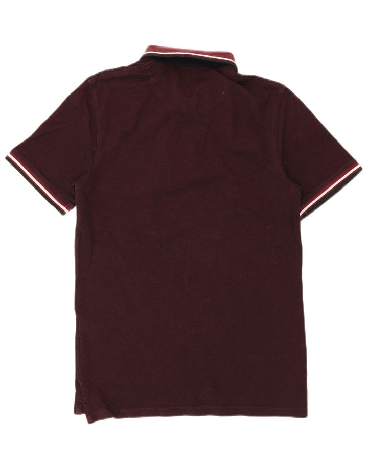 JACK & JONES Mens Polo Shirt Medium Burgundy Cotton