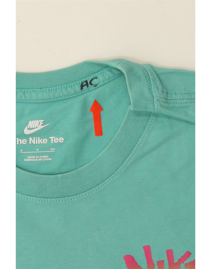 NIKE Mens Graphic T-Shirt Top Small Turquoise Cotton Vintage Nike and Second-Hand Nike from Messina Hembry 