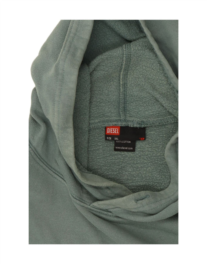 DIESEL Mens Graphic Hoodie Jumper 2XL Green Cotton