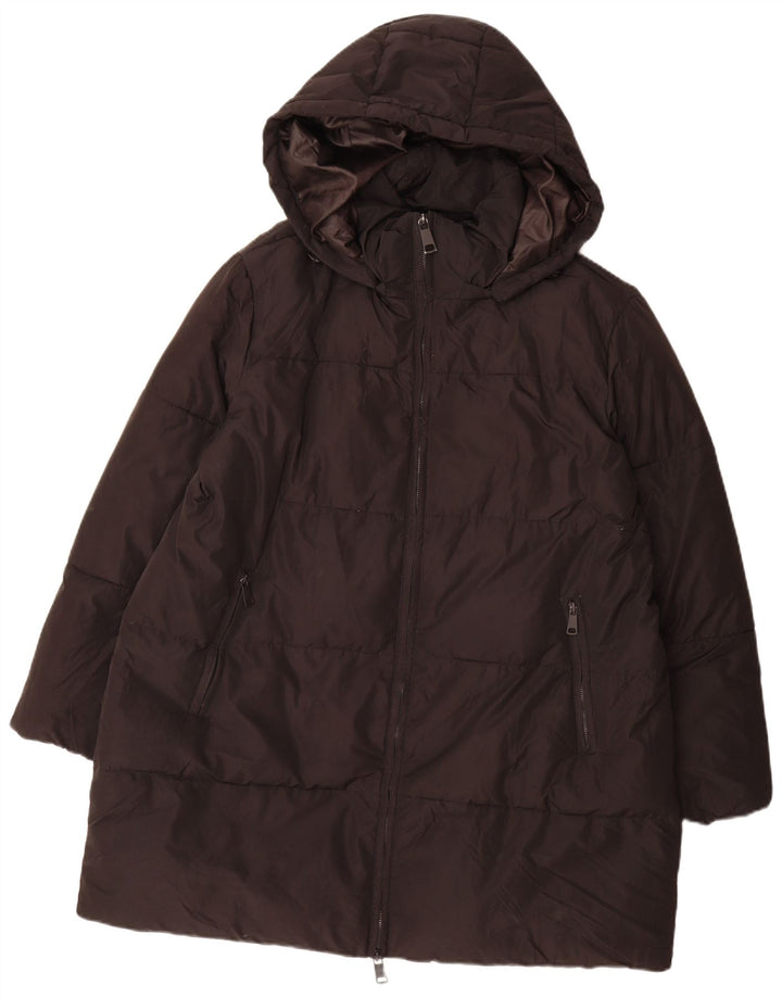 Zara Mens Hooded Oversized Padded Coat UK 14 Medium Black Polyester