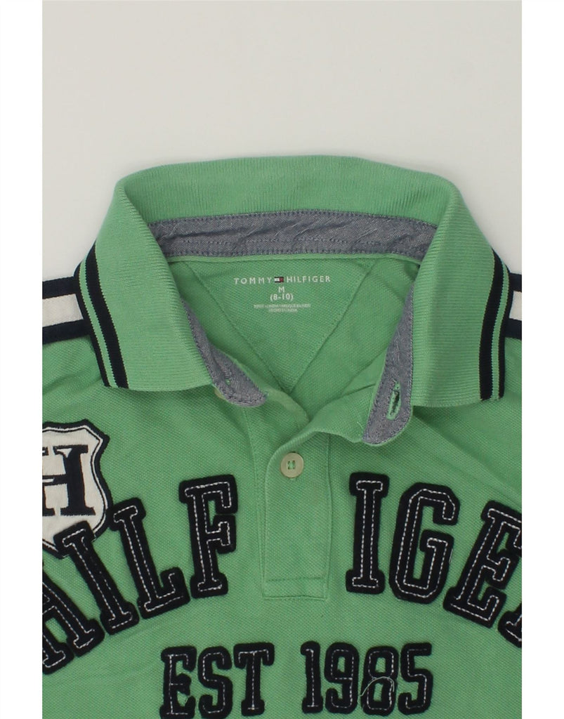 TOMMY HILFIGER Boys Graphic Polo Shirt 8-9 Years Medium  Green Cotton | Vintage Tommy Hilfiger | Thrift | Second-Hand Tommy Hilfiger | Used Clothing | Messina Hembry 