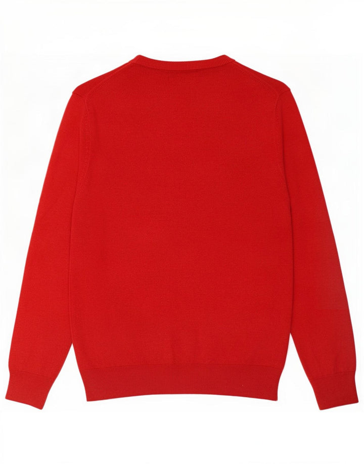 Marks & Spencer Mens V-Neck Jumper Sweater Large Red Cotton