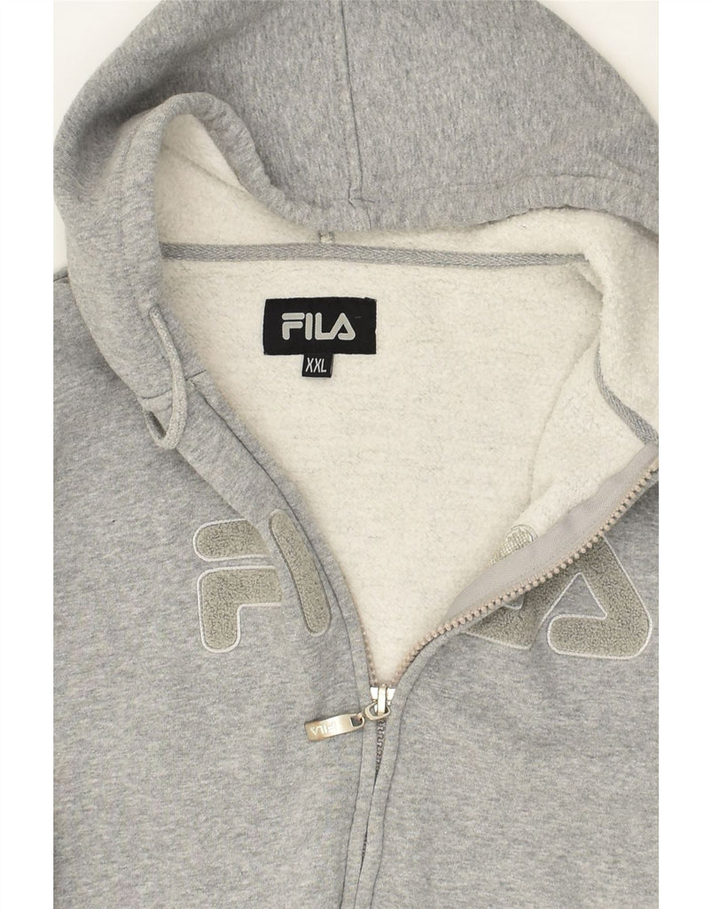 FILA Womens Graphic Zip Hoodie Sweater UK 20 2XL Grey Cotton | Vintage Fila | Thrift | Second-Hand Fila | Used Clothing | Messina Hembry 