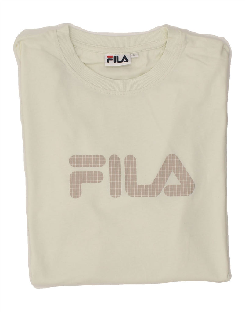 FILA Mens Graphic T-Shirt Top Large Off White | Vintage Fila | Thrift | Second-Hand Fila | Used Clothing | Messina Hembry 