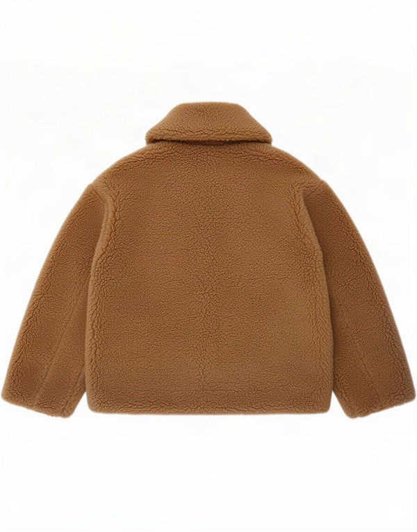 Zara Womens Oversized Sherpa Jacket UK 6 XS Brown Polyester