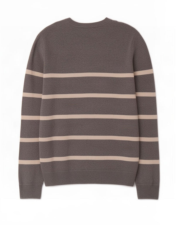 Gap Mens V-Neck Jumper Sweater XL Grey Striped Cotton