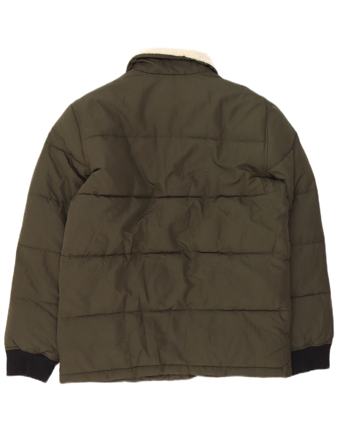 Marks & Spencer Mens Padded Jacket UK 38 Medium Khaki Colourblock Polyester