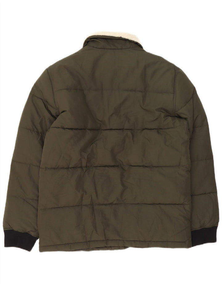 Marks & Spencer Mens Padded Jacket UK 38 Medium Khaki Colourblock Polyester