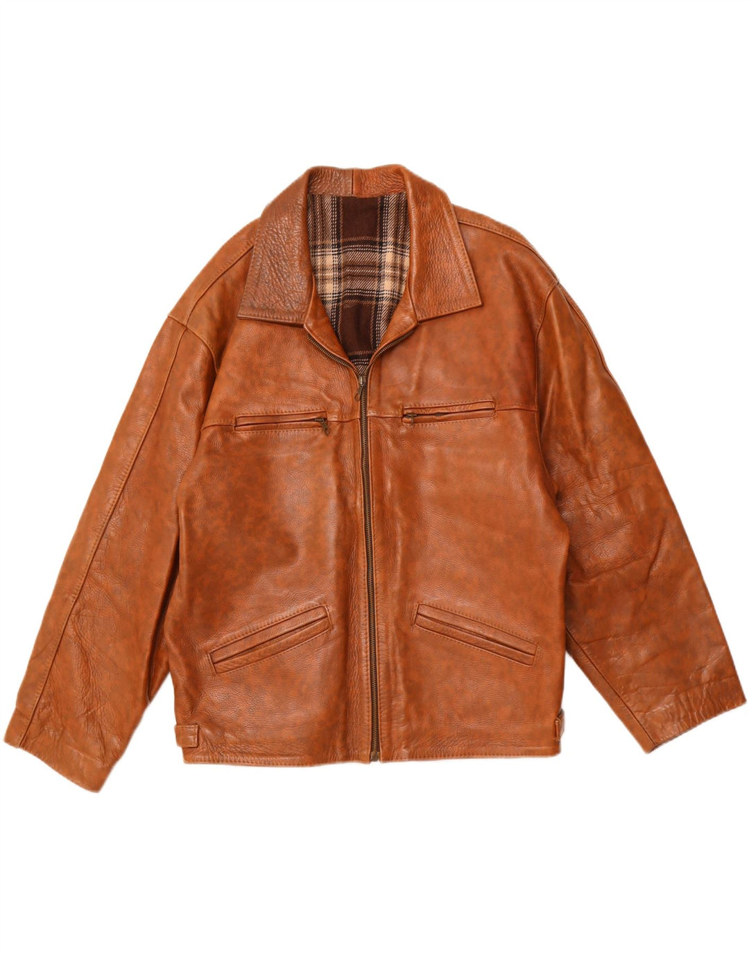 Vintage Womens Leather Jacket UK 18 XL Brown Flecked Leather