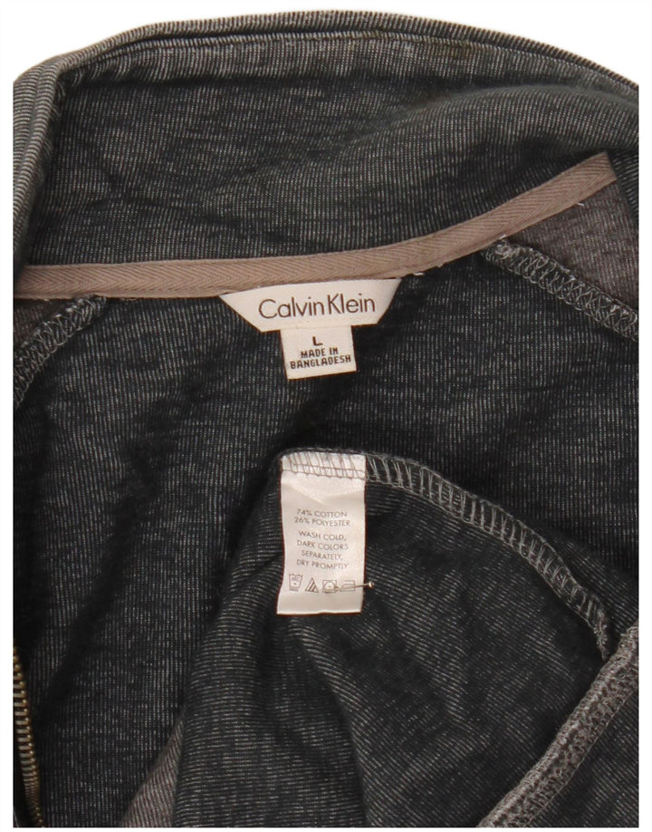 Calvin Klein Mens Tracksuit Top Jacket Large Grey Colourblock Cotton