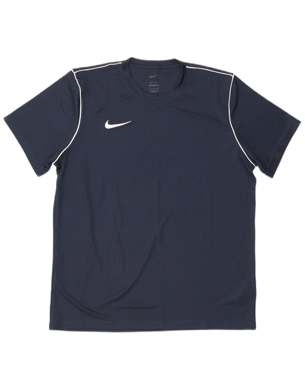 Nike Mens Dri Fit Slim Fit T-Shirt Top XL Navy Blue Polyester