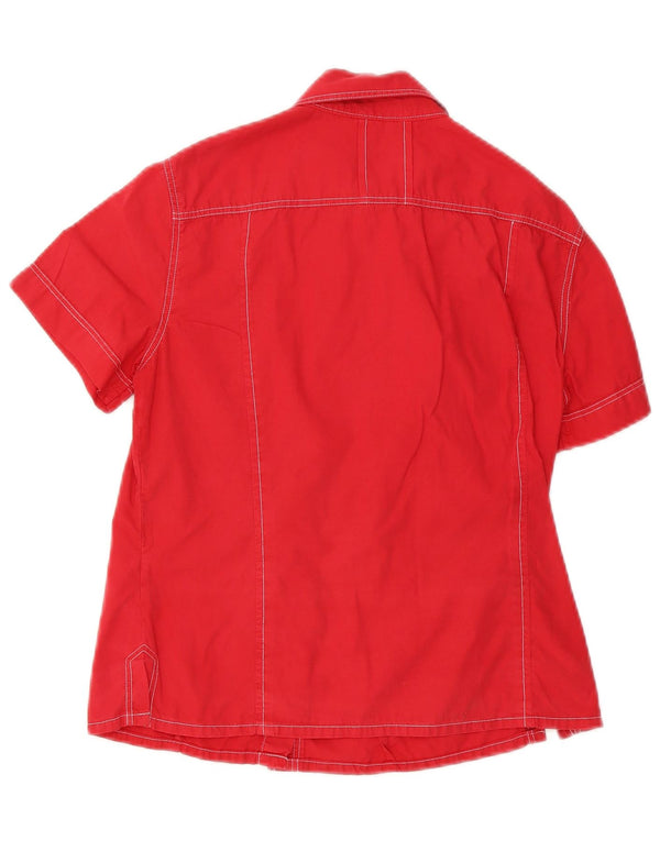 Onyx Womens Short Sleeve Shirt UK 12 Medium Red Cotton