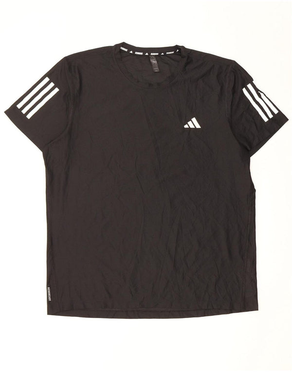 Adidas Mens Running T-Shirt Top Large Black Polyester