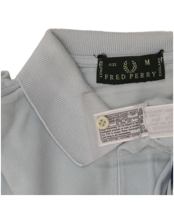 Fred Perry Mens Polo Shirt Medium Blue Striped Cotton