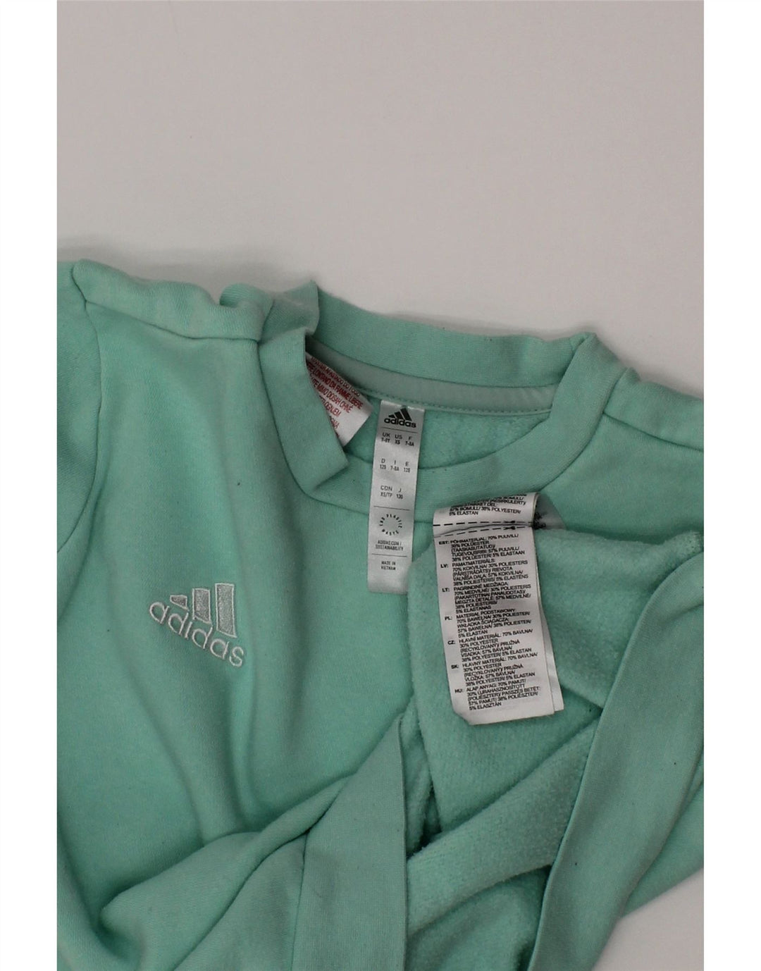 Adidas Boys Sweatshirt Jumper 7-8 Years Green Cotton