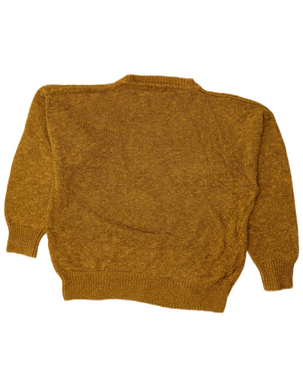 VINTAGE Womens Crew Neck Jumper Sweater UK 14 Medium Khaki Argyle/Diamond