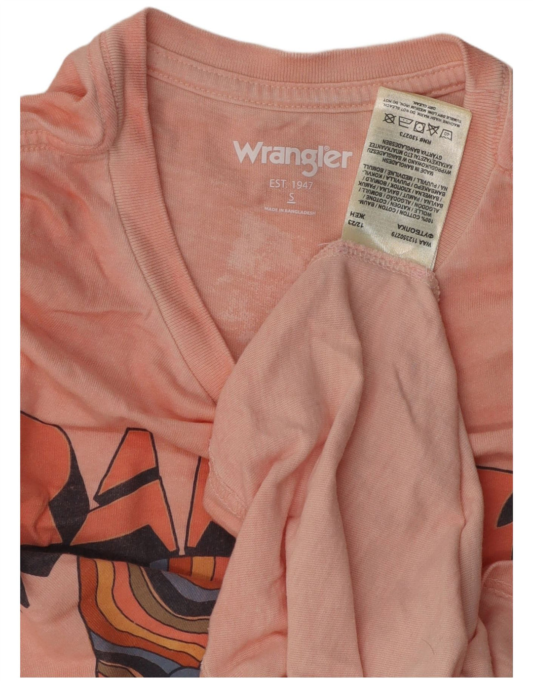WRANGLER Mens Graphic T-Shirt Top Small Pink Cotton