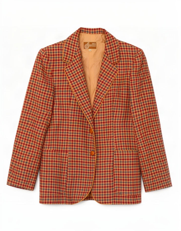 Vintage Womens 2 Button Blazer Jacket IT 46 Large Multicoloured Gingham