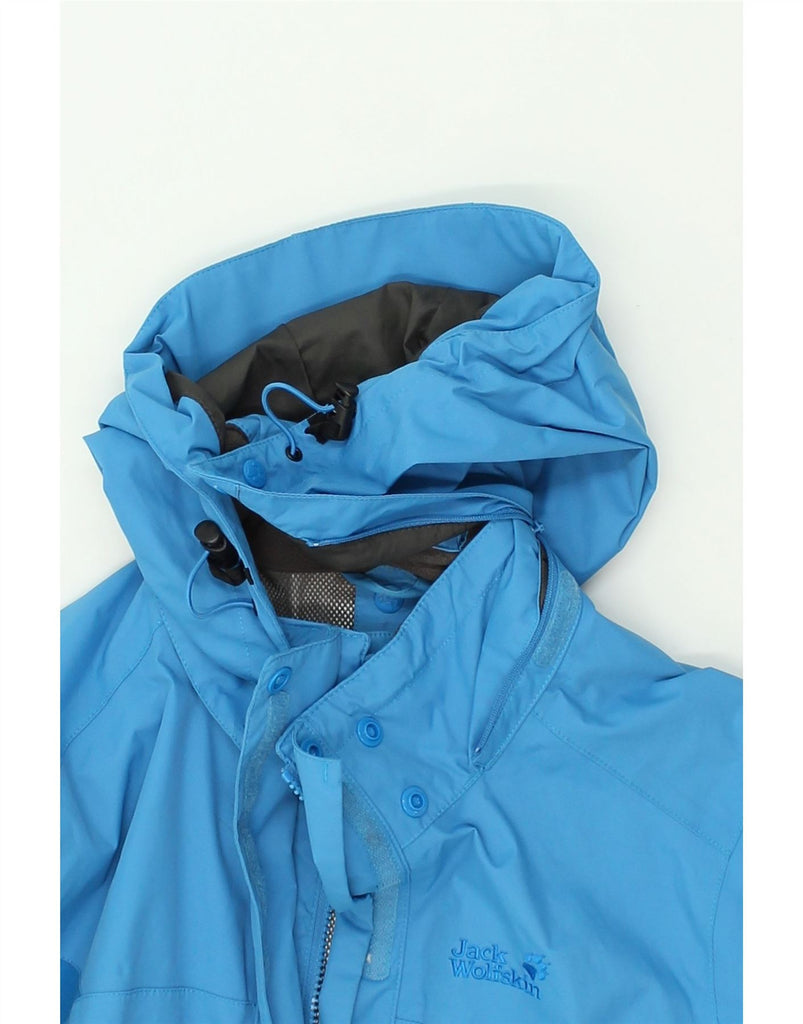 JACK WOLFSKIN Womens Hooded Rain Jacket UK 16 Large Blue Colourblock | Vintage Jack Wolfskin | Thrift | Second-Hand Jack Wolfskin | Used Clothing | Messina Hembry 