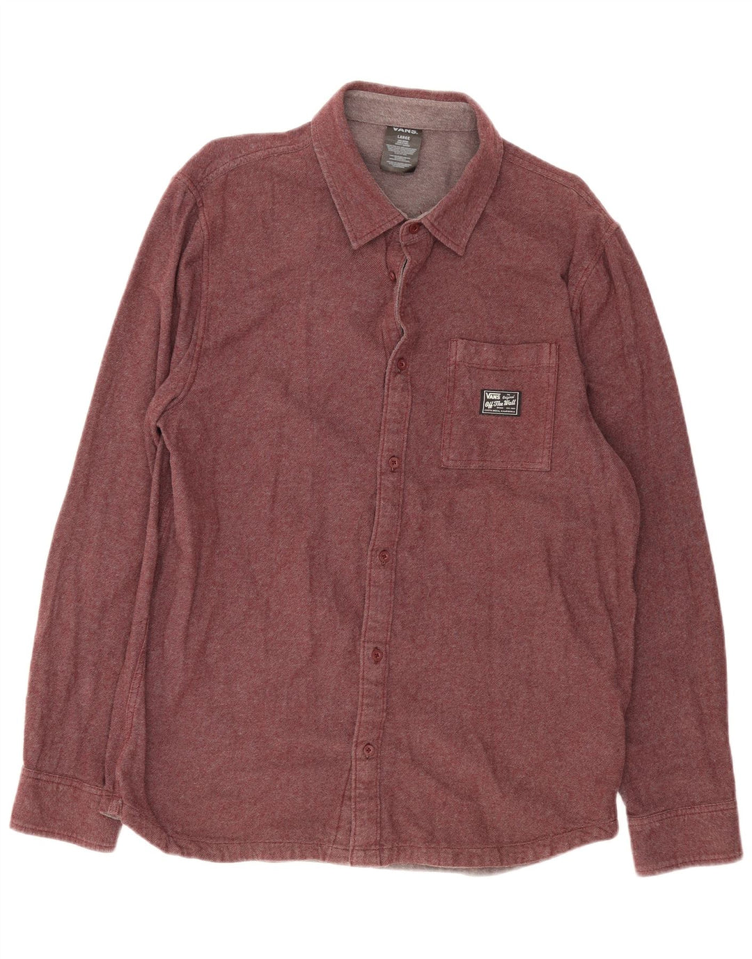 Vans Mens Flannel Shirt Large Burgundy Cotton