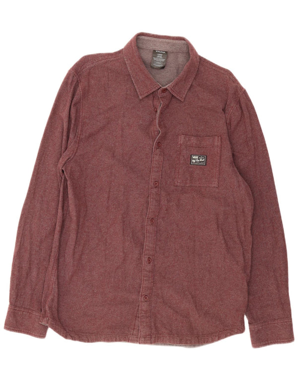 Vans Mens Flannel Shirt Large Burgundy Cotton