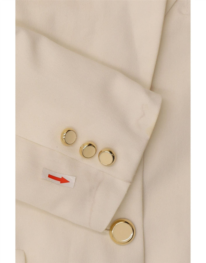 Wit Boy Womens 3 Button Blazer Jacket UK 10 Small Off White Polyester