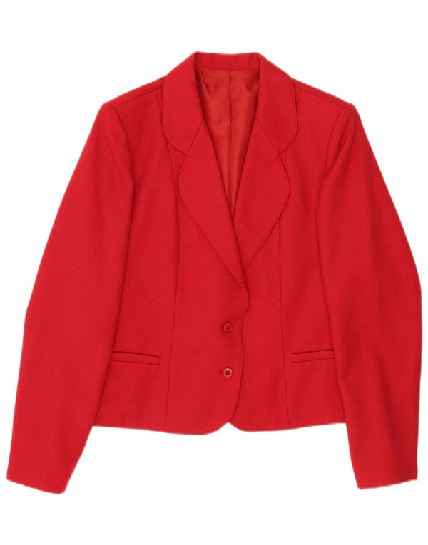 Vintage Womens 2 Button Blazer Jacket UK 14 Medium Red Polyester
