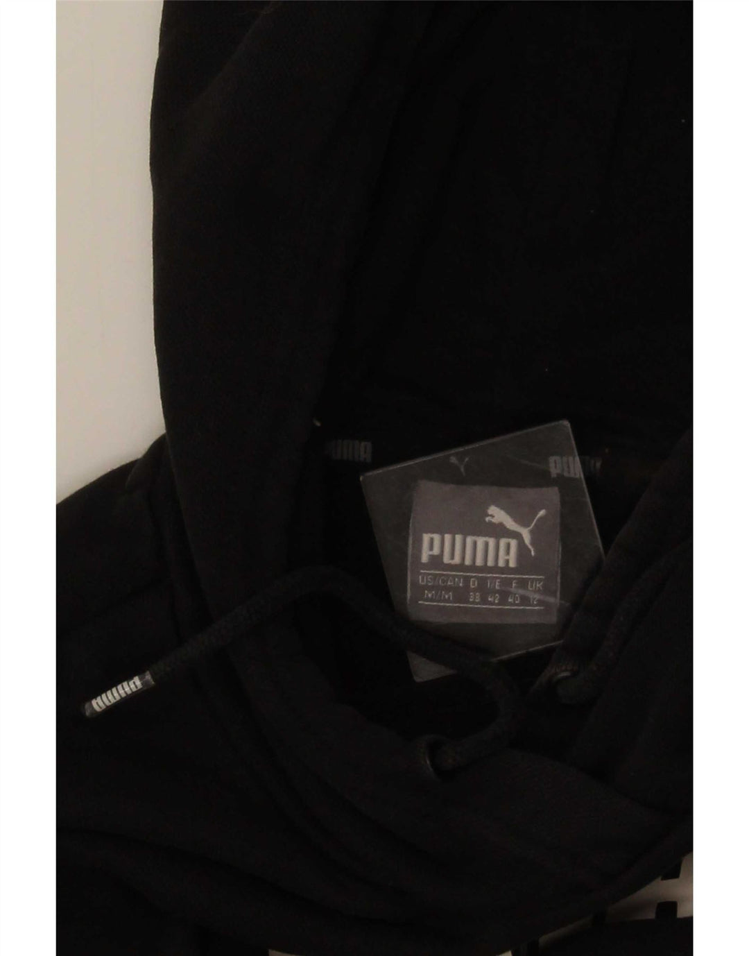 Puma Womens Graphic Hoodie Jumper UK 12 Medium Black
