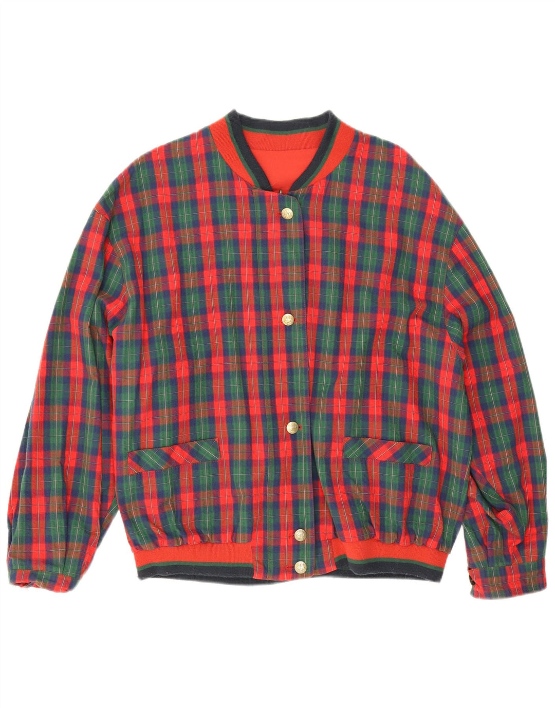 Ravens Womens Oversized Reversible Jacket UK 16 Large Multicoloured Check